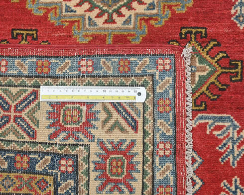 3x5 Red Kuba Afghan Hand Knotted Wool Area Rug